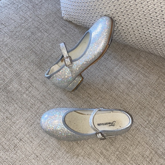 Dreamy silver glitter girls performance tap dance shoes 12m